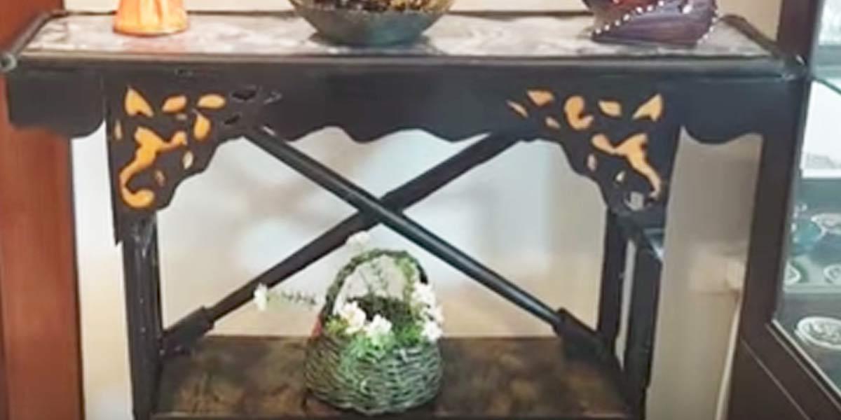Forget Ethan Allen…She Uses Cardboard, Glue, PVC, And Paint To Make This Cool Table!