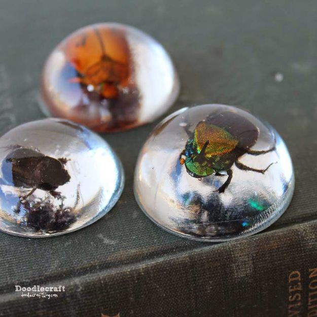 Beetles in Resin Jewelry, budget friendly with supplies on hand and something that looks far pricier than it was