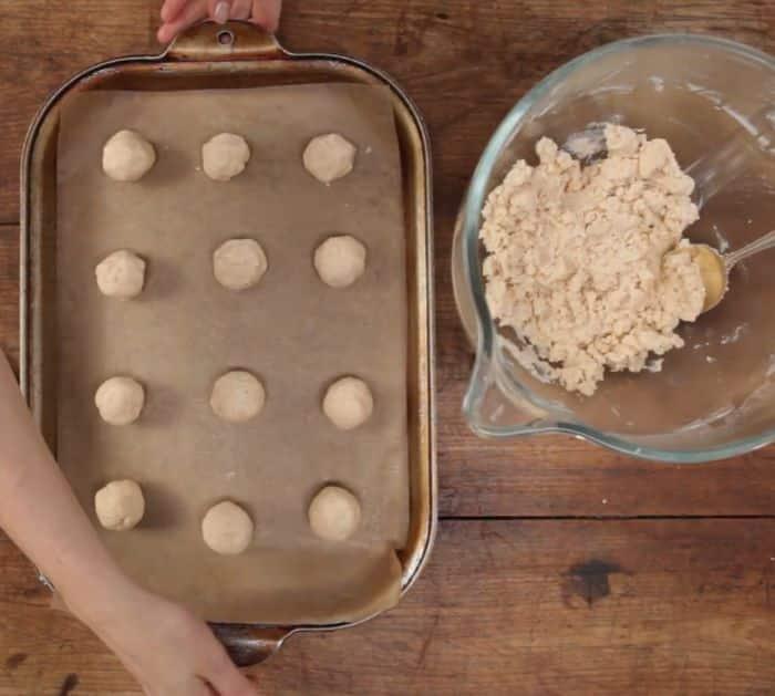 Forming cookie dough into balls