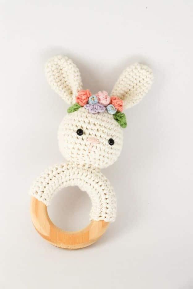 DIY Nursery Decor - Spring Bunny Rattle Crochet - Easy Projects to Make for Baby Room - Decorations for Boy and Girl Rooms, Unisex, Minimalist and Modern Nurseries and Rustic, Farm