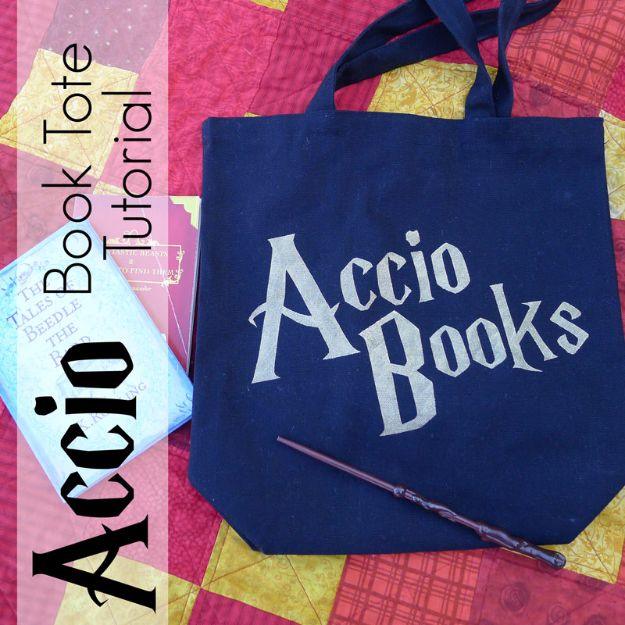 DIY Book Tote, a bookish decor project, light on tools, just what is already in the drawer and a showpiece guests linger over