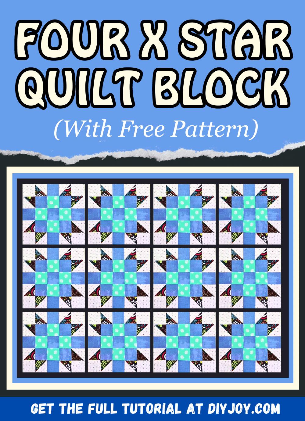 Easy Four X Star Quilt Block Tutorial (with Free Pattern)