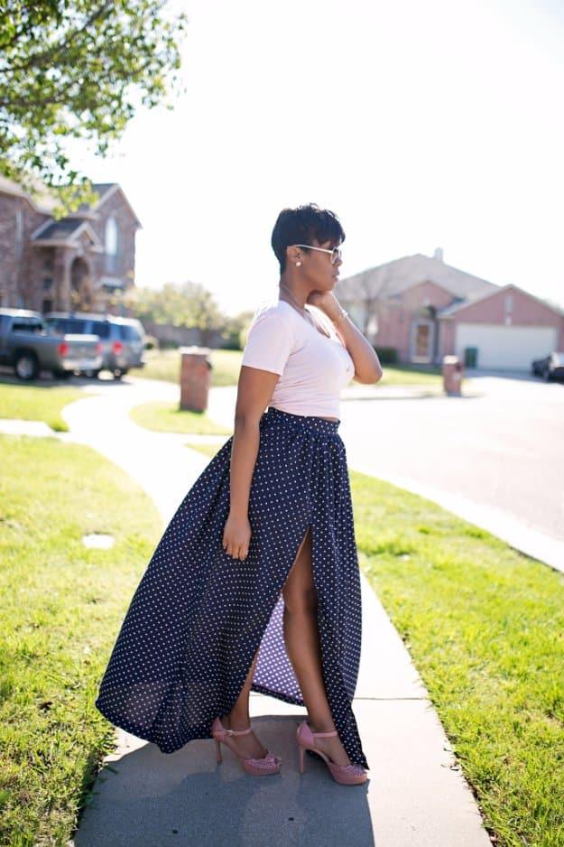 Maxi Skirt With High Split Tutorial, a stylish handmade addition to any wardrobe and a beginner friendly sewing pattern idea