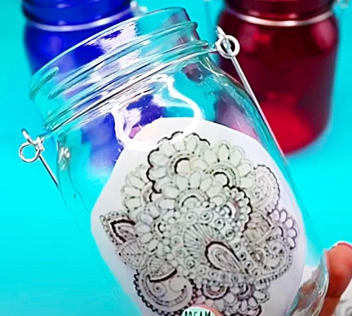 Henna Paper Painting Idea - Moroccan Craft Idea - DIY Candle Holder