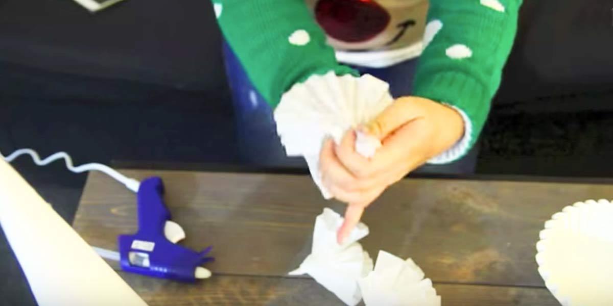 She Makes A Very Unique Christmas Decoration With Coffee Filters Of All Things. Watch!