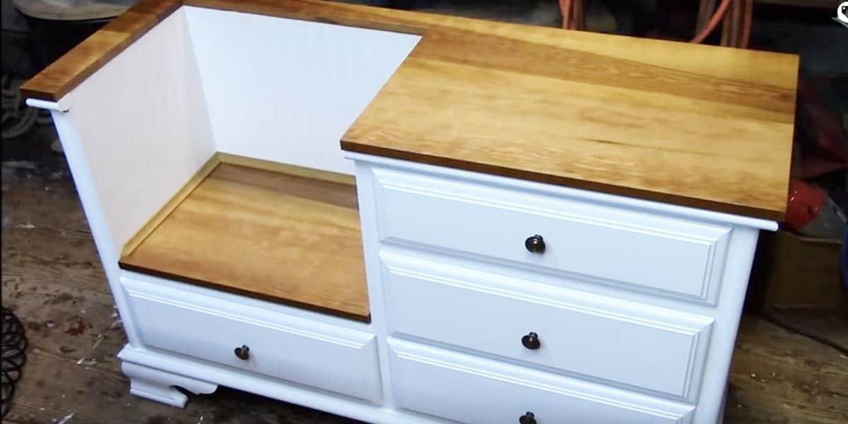 Repurpose a Dresser Into An Entryway Bench