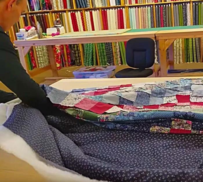 Make a hand tied quilt with yarn