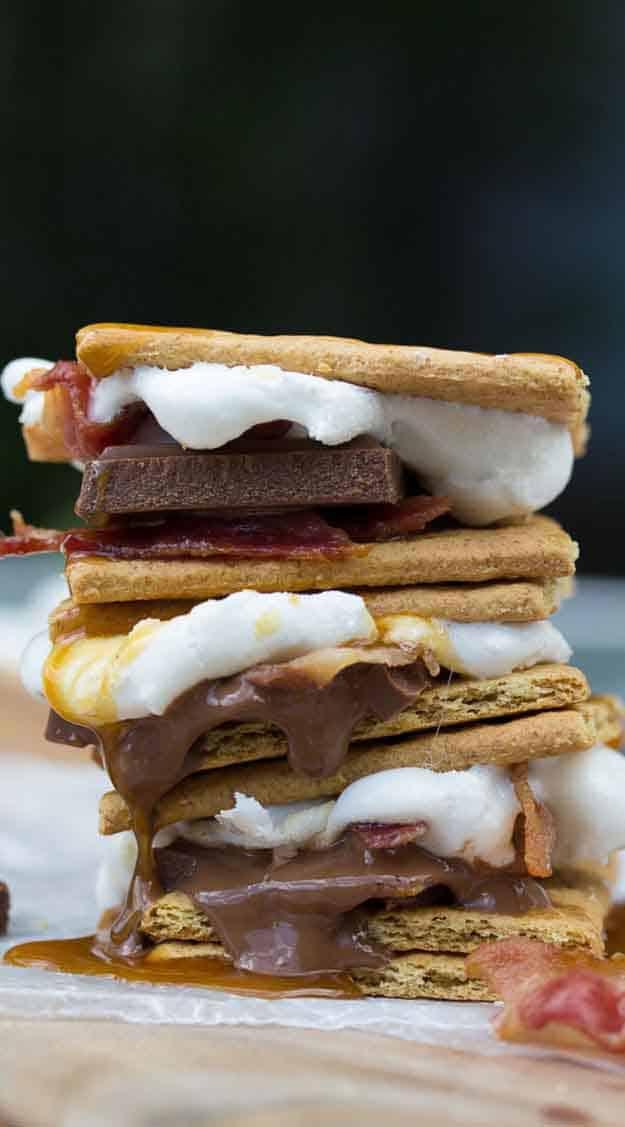 Quick & Easy Desserts Grilling Recipes | Grilled Caramel Bacon S'mores | DIY Projects & Crafts by Sueeye at