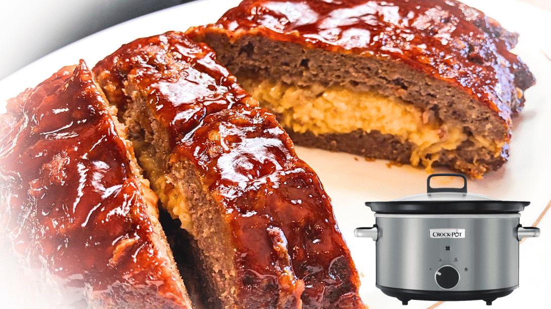 Easy Crockpot Cheese-Stuffed Meatloaf Recipe