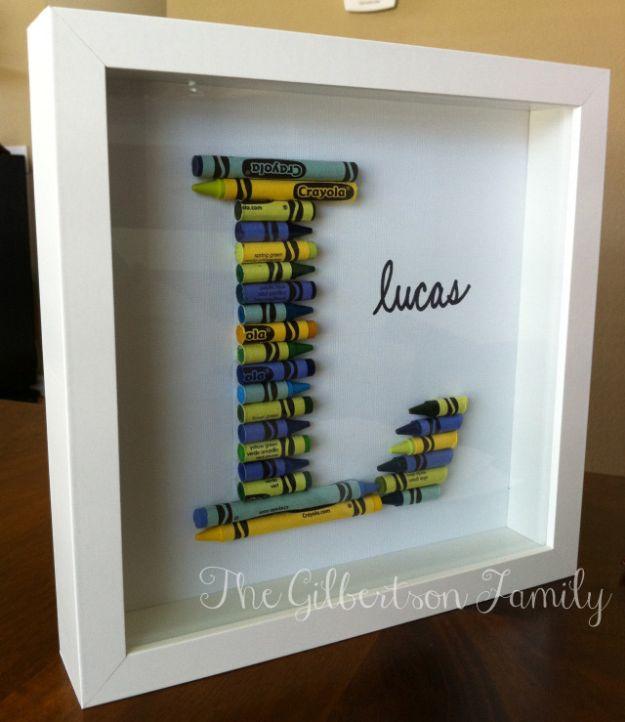 DIY Crayon Letter, a sweet boy nursery decor idea and a creative addition to a gender themed nursery