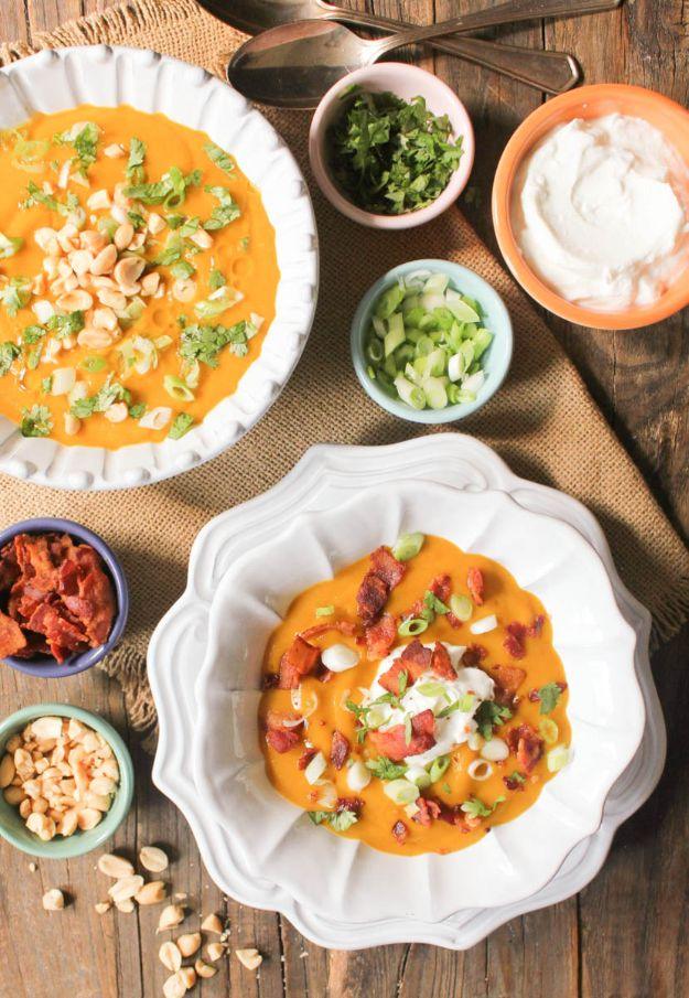 Sweet Potato Recipes - Five Spice Sweet Potato Soup - Easy Recipe Ideas for Sweet Potatoes in the Crockpot, Casserole Dishes, Baked, Mashed, Candied and Roastedd - Healthy Versions