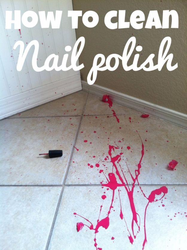 Clean Up Nail Polish Spill, a household cleaning hack, flexible enough to work with whatever is under the sink