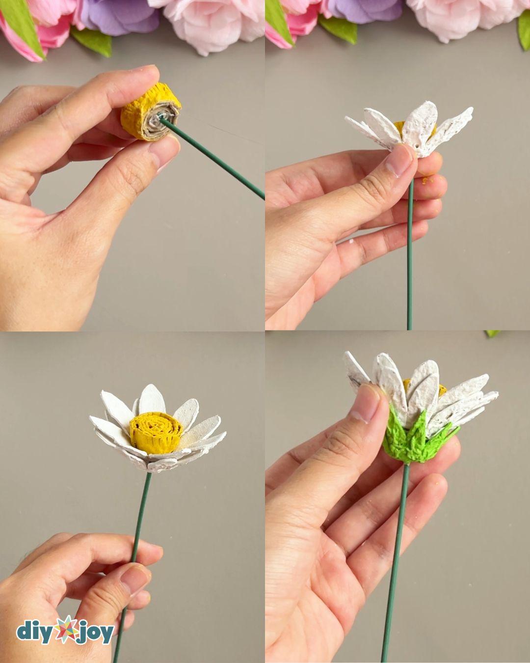 Egg Carton Daisy Flowers — cardboard flower diy
