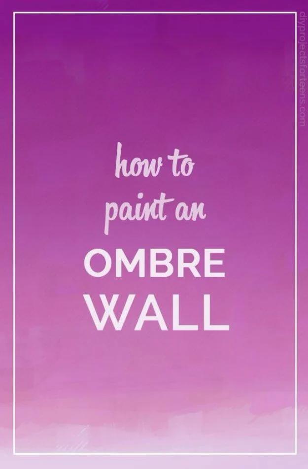 Painting hack title card, the words how to paint an ombre wall set on a magenta to pale pink gradient