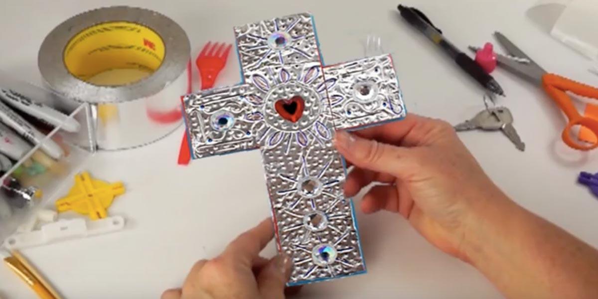 Watch How She Makes These Fabulous Crosses Using Foil Tape (Brilliant!)