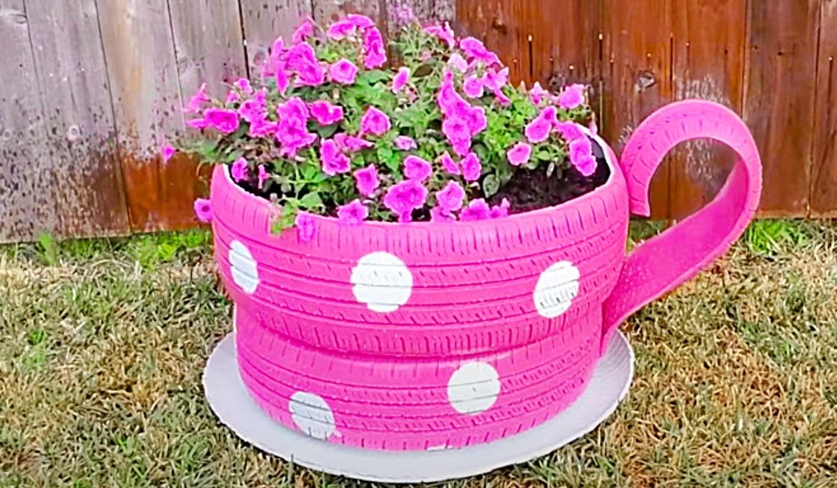 How To Make A Teacup Planter From Old Tires