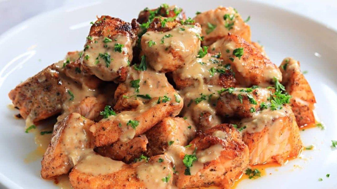 Easy-to-Make Creamy Cajun Butter Salmon Bites