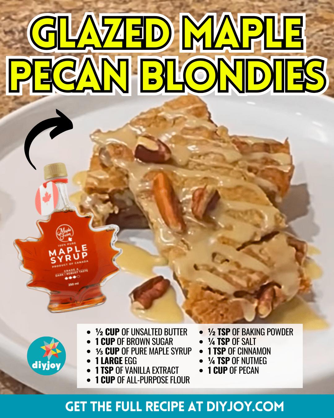 Glazed Maple Pecan Blondies Recipe
