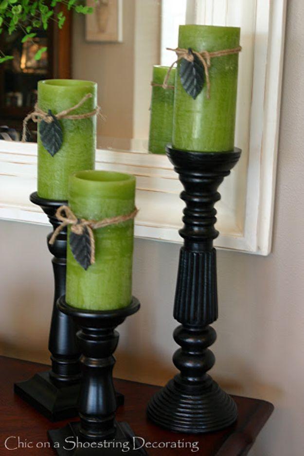 St Patricks Day Decor Ideas - Green Candles Decor - DIY St. Patrick's Day Party Decorations and Home Decor Crafts - Projects for Walls, Hanging Banners, Wreaths, Tabletop Centerpie