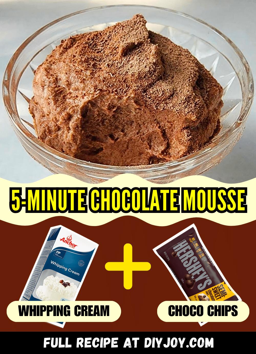 Easy 2-Ingredient Chocolate Mousse In 5 Minutes