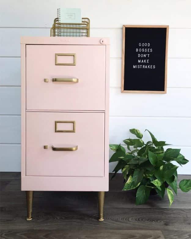 DIY Office Furniture - Chalk Painted Filing Cabinet - Do It Yourself Home Office Furniture Ideas - Desk Projects, Thrift Store Makeovers, Chairs, Office File Cabinets and Organizat