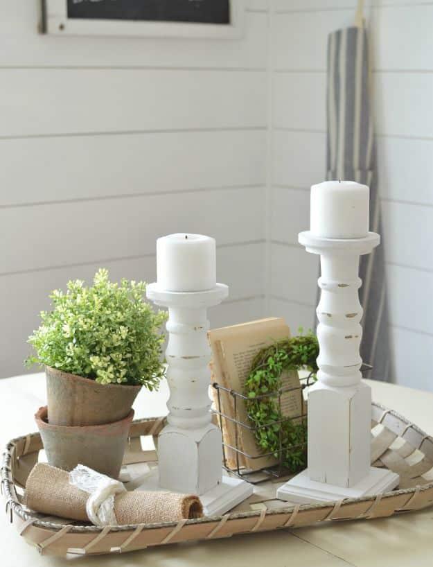 DIY Farmhouse Candlesticks, one of the best white decor ideas on this list and an idea worth saving for later