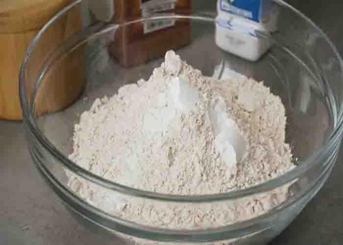 Mixing up the dry ingredients for the muffin recipe