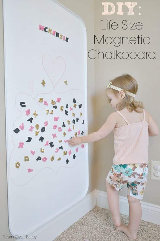 DIY Playroom Ideas and Furniture - Life-Size Magnetic Chalkboard - Easy Play Room Storage, Furniture Ideas for Kids, Playtime Rugs and Activity Mats, Shelving, Toy Boxes and Wall A