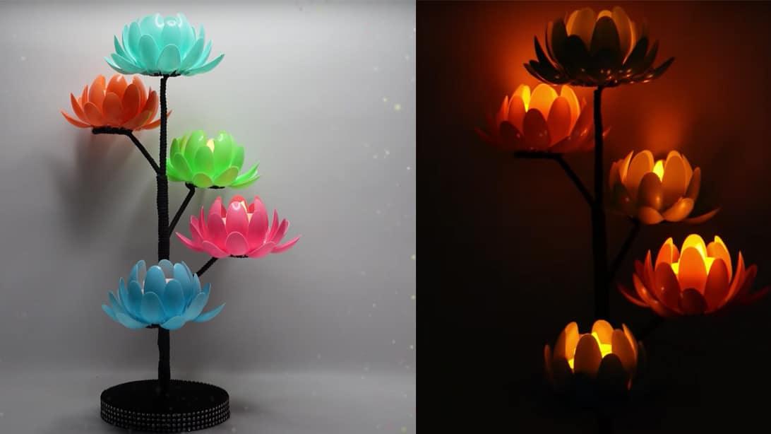 DIY Candle Holder Made From Plastic Spoons