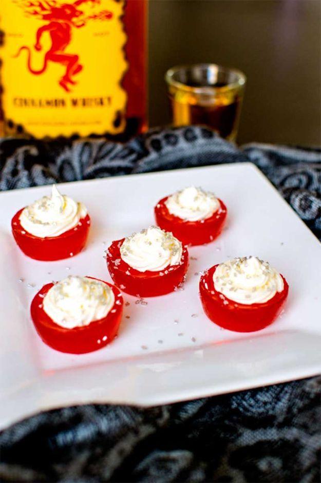 Fireball Whiskey Recipes - Fireball Jello Shots Cupcakes - Fire ball Whisky Recipe Ideas - Pie, Desserts, Drinks, Homemade Food and Cocktails - Easy Treats and Christmas Dishes #fi