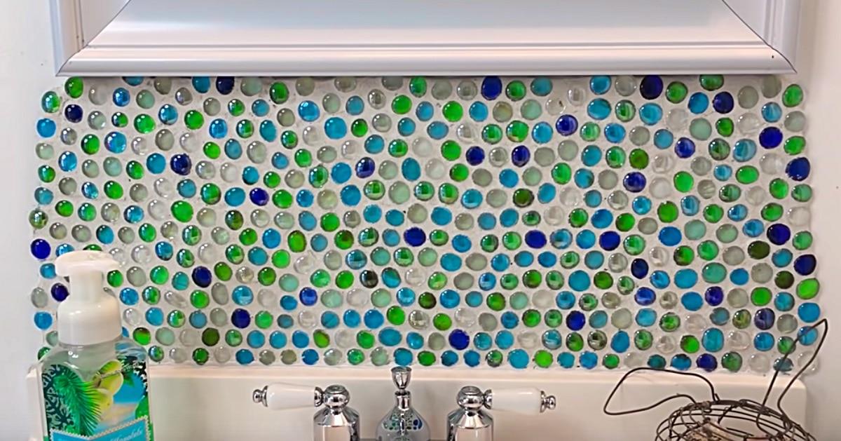 Dollar Store Gemstone Backsplash