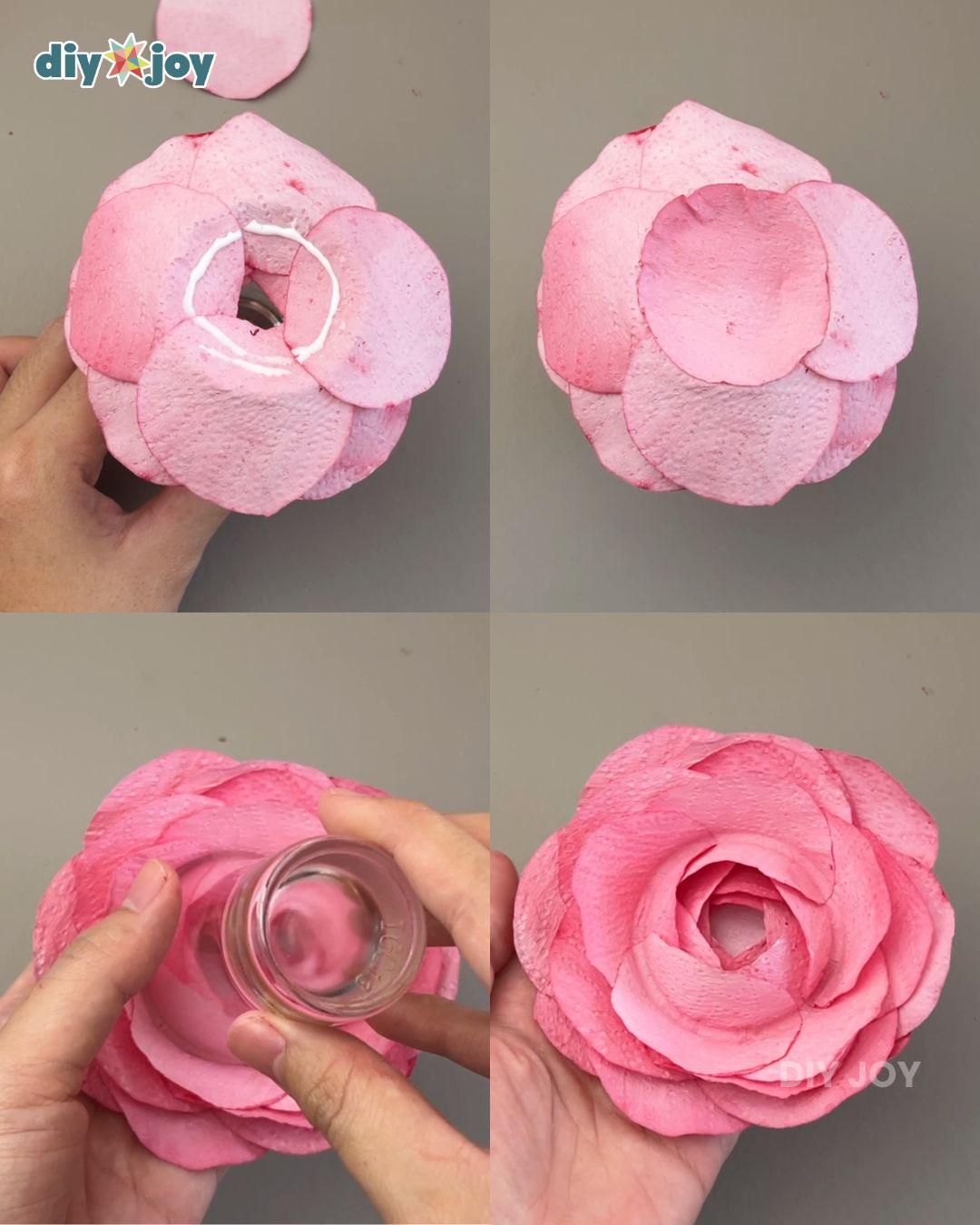 Easy Aesthetic Paper Flower Bouquet Paper Towels — removing the flower