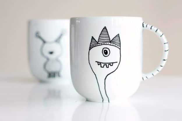 Decorate a Coffee Mug Using a Porcelain Marker, a custom drinkware idea, quick enough to finish before nap time