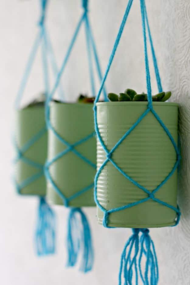Tin Can Hanging Planters, an upcycled metal accent, quick enough to finish before nap time and a keepsake worth handing down