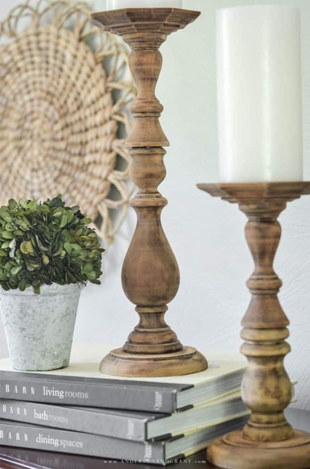 Easy DIY Rustic Candlesticks, no special tools required to start and a favorite that gets compliments every time