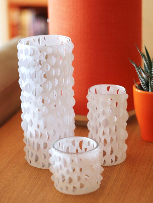DIY Candle Holders - DIY Cut Paper Candle Holders - Easy Ideas for Home Decor With Candles, Tall Candlesticks and Votives - Fun Wooden, Rustic, Glass, Mason Jar, Boho and Projects