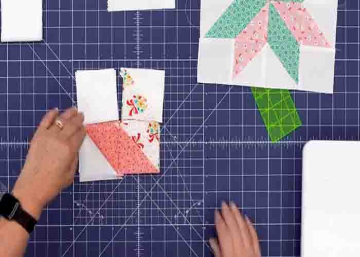 Assembling the lemon star quilt block