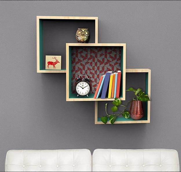 Wall Mounted Display Shelves, low effort once the supplies are laid out and charm that photographs better than it costs