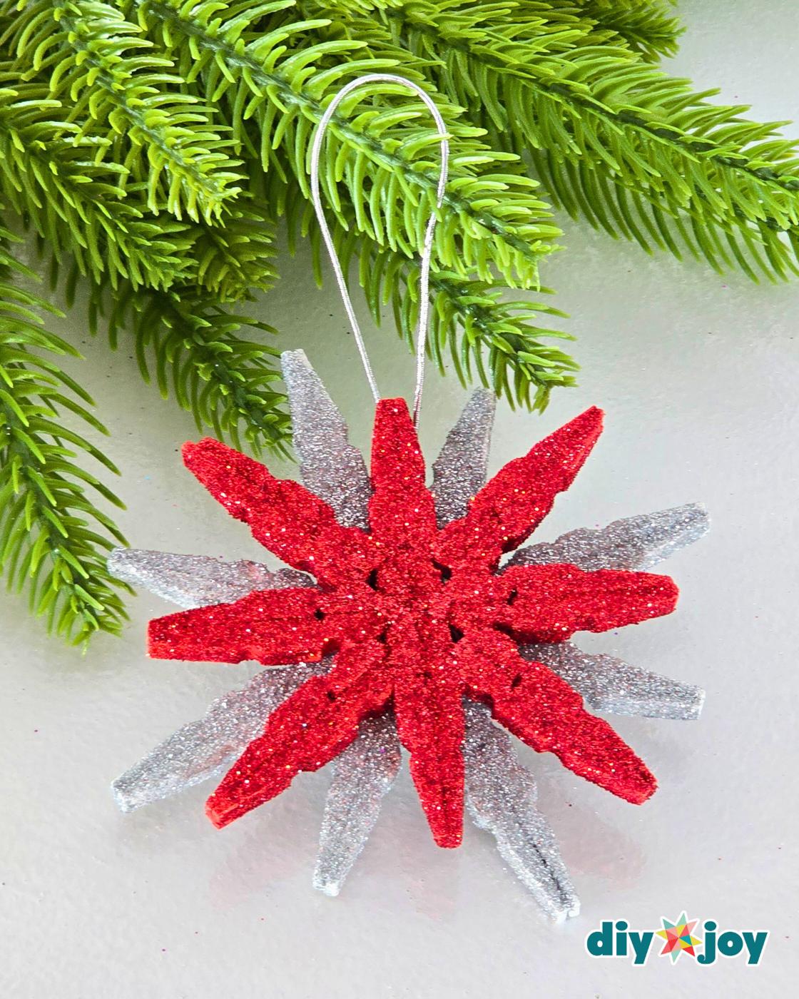 Christmas Ornaments Clothespin Snowflake