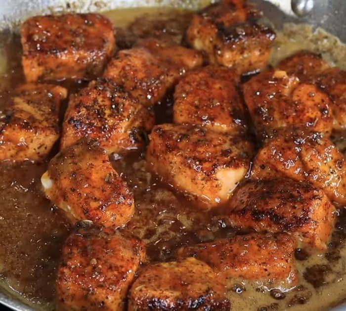 Honey Butter Garlic Glazed Salmon Bites Recipe