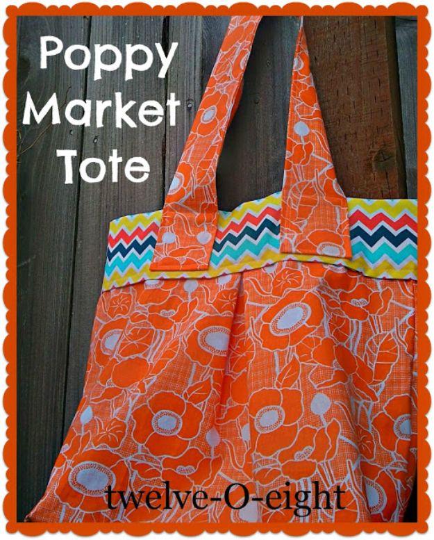 Poppy Market Tote, gentle on the wallet and the schedule and a great fix using stuff you already have on a shelf