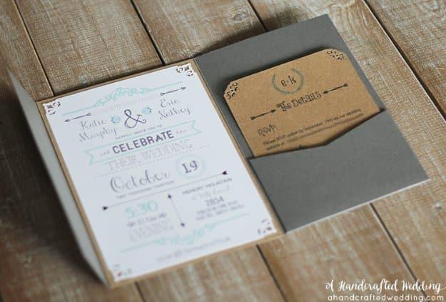 DIY Wedding Invitiations - Rustic Inspired Wedding Invitations - Templates, Free Printables and Wording | Tutorials for Unique, Rustic, Elegant and Vintage Homemade Invites #weddin