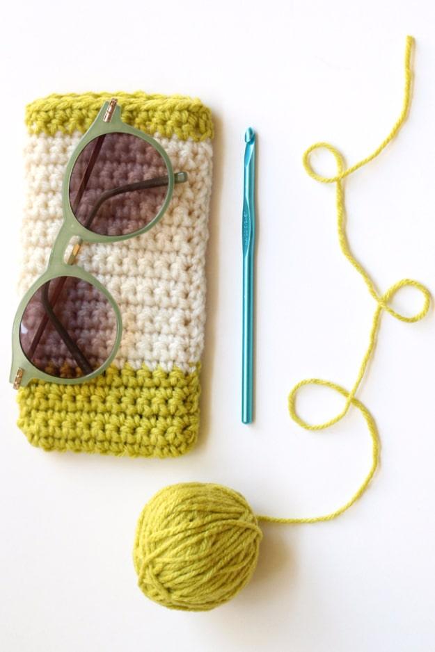 Sunglasses Case, budget friendly using stuff already sitting in a bin and warmth that a plain corner was missing