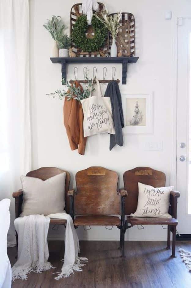 Vintage Theater Seat Entryway, a vintage inspired element, a beginner friendly build with no special tools required