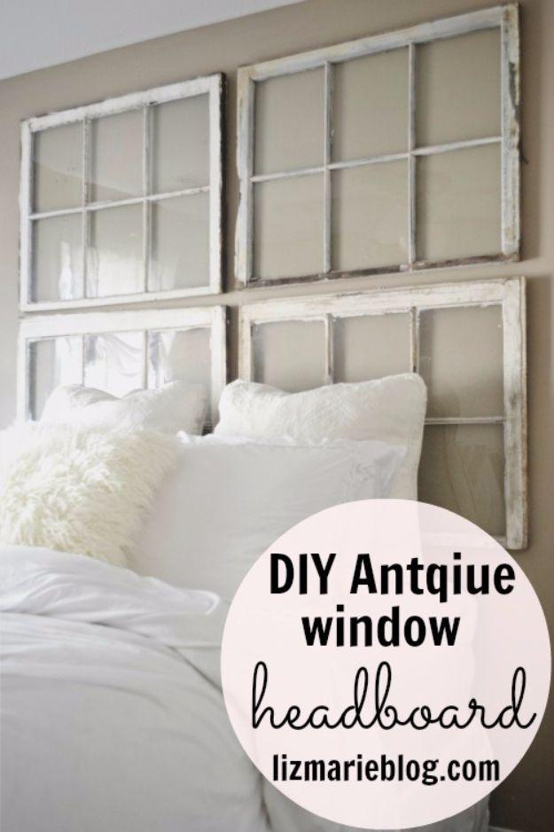 Antique Window Headboard, budget friendly using stuff already sitting in a bin and a keepsake worth handing down for years