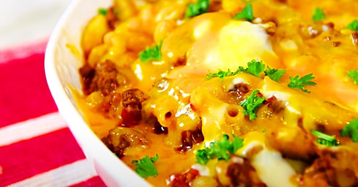 Cheesy Macaroni Hamburger Casserole Recipe