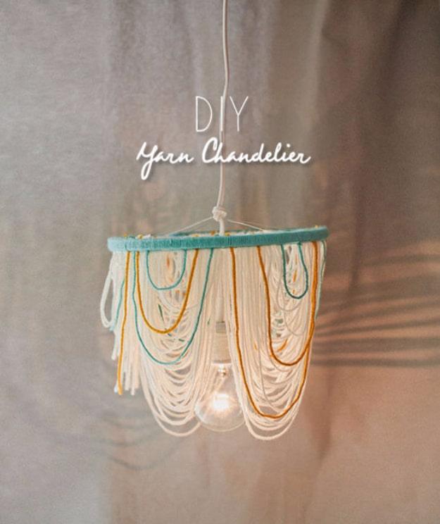 DIY Yarn And Orb Chandelier, a handmade piece that adds character to any space and a favorite pick from this roundup