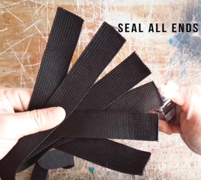 Make Yeti Cup Holder out of canvas strap webbing