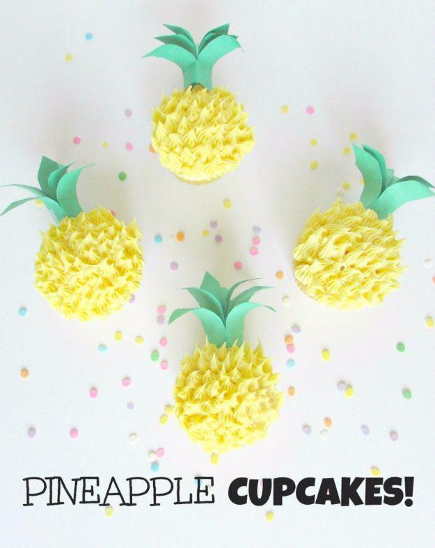 Cool Cupcake Decorating Ideas - Pineapple Cupcakes - Easy Ways To Decorate Cute, Adorable Cupcakes - Quick Recipes and Simple Decorating Tips With Icing, Candy, Chocolate, Buttercr
