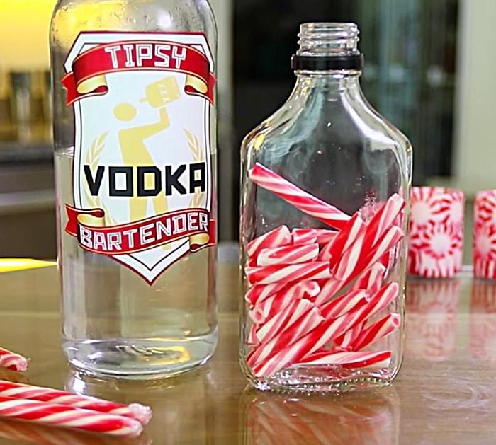 Learn to make candy cane infused vodka and candy cane shot glasses